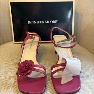 Jennifer Moore Women's Burgundy Heels with Floral Accent